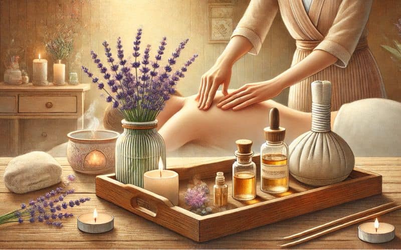 massaggiatore che usa l'aromaterapia