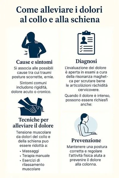 infografica dolore collo e schiena come alleviarli